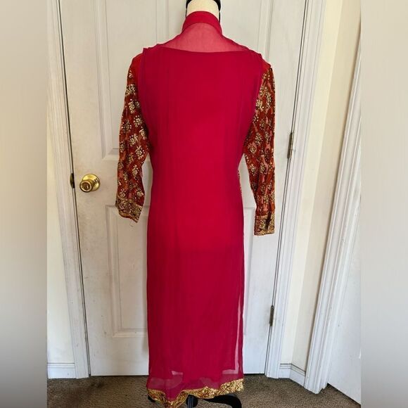 RUST PINK PAKISTANI DESIGNER FORMAL DRESS - Picture 5 of 8